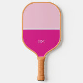 Cute Girly Modern Pink Monogrammed Initialen Pickleball Paddle (Achterkant)