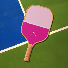 Cute Girly Modern Pink Monogrammed Initialen Pickleball Paddle