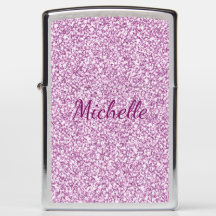 Cute Girly Monogram Pink Sparkle Zippo Lighter