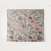 Cute Girly Old Roos Pink Floral Doodles Design Wandkleed (Voorkant (horizontaal))