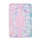 Cute Girly Ombre Mermaid Pattern Monogrammed Badmat (Voorkant Verticaal)