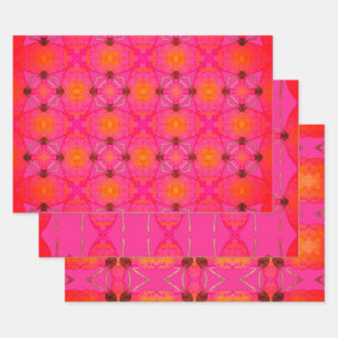 Cute Girly Oranje en Roze Inpakpapier Vel