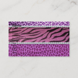 Cute Girly Paars Animal Print Diamond Visitekaartje