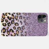 Cute Girly Paars & Gold Glitter Leopard Print Case-Mate iPhone Case (Achterkant (horizontaal))