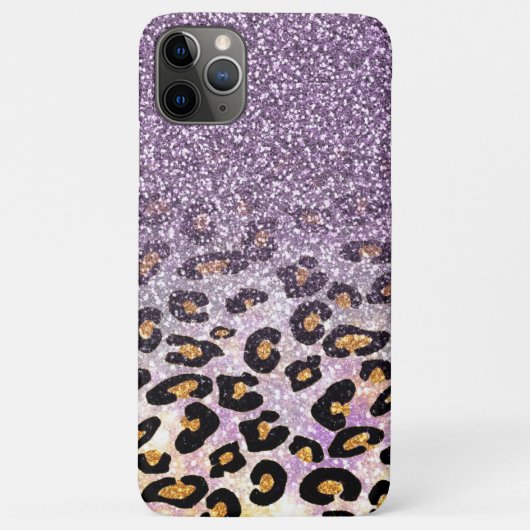 Cute Girly Paars & Gold Glitter Leopard Print Case-Mate iPhone Case (Achterkant)