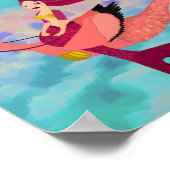 Cute Girly Paarse Mermaid & Pink Mermingo Poster (Hoek)