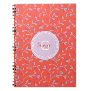 Cute girly pastel paars flormonogram notitieboek