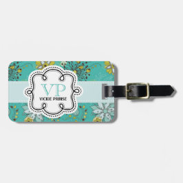 Cute Girly Personalized Flowery Pattern Doodle Bagagelabel