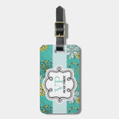 Cute Girly Personalized Flowery Pattern Doodle Bagagelabel (Voorkant verticaal)