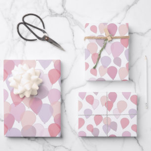 Cute Girly Pink Birthday Party ballonnen Inpakpapier Vel