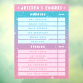 Cute Girly Pink Blue Glitter Kids Daily Chores  Raamsticker (Vel 3)