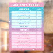 Cute Girly Pink Blue Glitter Kids Daily Chores  Raamsticker (Vel 2)