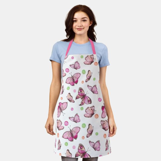 Cute Girly Pink Butterfly Pattern Schort (Gedragen)