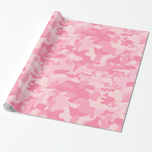 Cute Girly Pink Camo Print Cadeaupapier (Uitgerold)