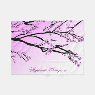 Cute Girly Pink Cherry Blossom Tree Flowers Naam Fleece Deken