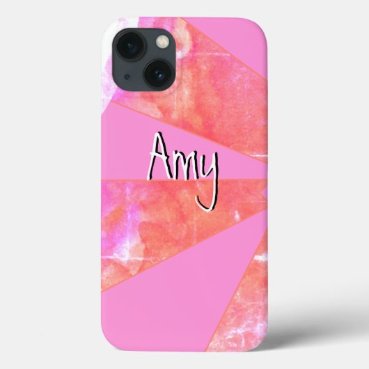Cute Girly Pink en Oranje Geometric Pattern Case-Mate iPhone Case (Achterkant)