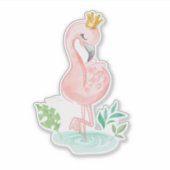 Cute Girly Pink Flamingo Crown Sticker (Voorkant)