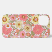 Cute Girly Pink Floral Pattern Monogrammed iPhone Hoesje (Achterkant horizontaal)