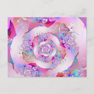 Cute Girly Pink Floral Vector Roos Briefkaart