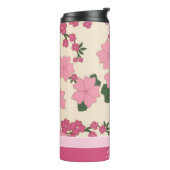 Cute Girly Pink Flower Pattern Personalised Thermosbeker (Gedraaid links)