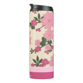 Cute Girly Pink Flower Pattern Personalised Thermosbeker (Geroteerd rechts)