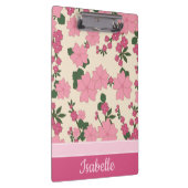 Cute Girly Pink Flower Pattern Personalized Klembord (Rechts)