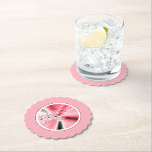 Cute Girly Pink Fractal Kartonnen Onderzetters