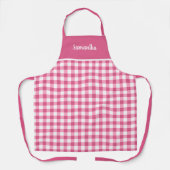 Cute Girly Pink Gingham Name Personalized Apron Schort (Voorkant)