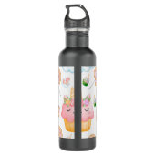 Cute Girly Pink Green Cupcake Unicorn Waterfles (Achterkant)