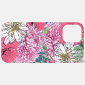Cute Girly Pink & Green Floral Illustration Case-Mate iPhone Case (Achterkant (horizontaal))