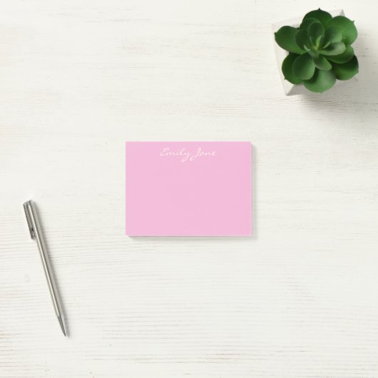 Cute Girly Pink Handgeschreven Script Name Custom Post-it® Notes (Kantoor)