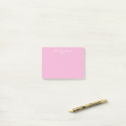 Cute Girly Pink Handgeschreven Script Name Custom Post-it® Notes (Op bureau)