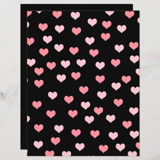 Cute Girly Pink Hearts Pattern Scrapbook Paper (Voorkant / Achterkant)