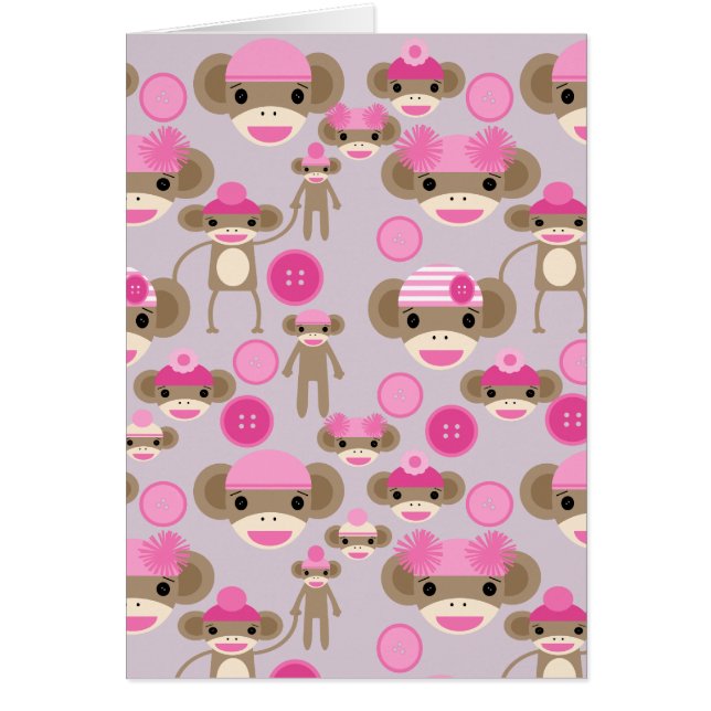 Cute Girly Pink Monkey Girl Pattern Collage (Voorkant)