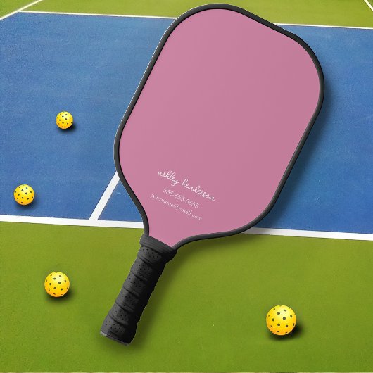 Cute Girly Pink Monogram Naam + Contactgegevens Pickleball Paddle