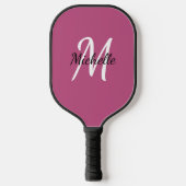 Cute Girly Pink Monogram Name + Initiaal Pickleball Paddle (Voorkant)