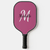 Cute Girly Pink Monogram Name + Initiaal Pickleball Paddle (Achterkant)
