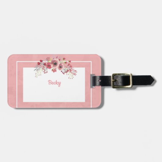 Cute Girly Pink Name Travel Bagagelabel (Voorkant horizontaal)