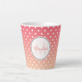 Cute Girly Pink Ombre Polka Dot Monogram Latte Mok (Voorkant)