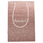 Cute Girly Pink Rose Gold Glitter Sparkle pensed Medium Cadeauzakje (Voorkant)