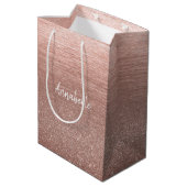 Cute Girly Pink Rose Gold Glitter Sparkle pensed Medium Cadeauzakje (Achterkant Gekanteld)