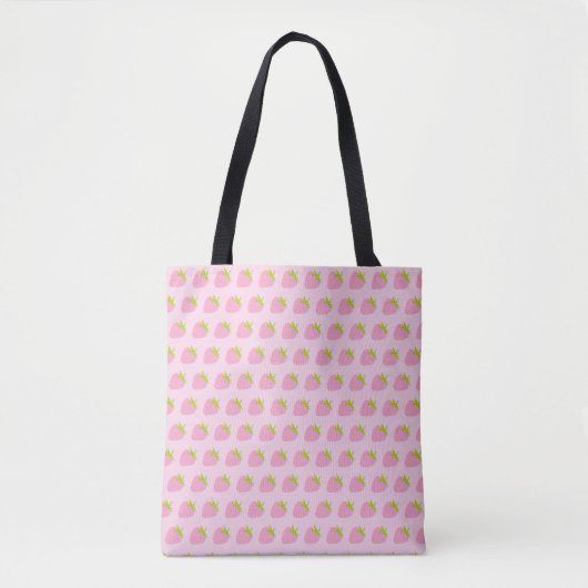 Cute Girly Pink Strawberry Pattern Draagtas (Voorkant)
