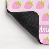 Cute Girly Pink Strawberry Pattern Personalised Muismat (Hoek)