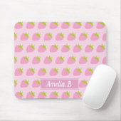Cute Girly Pink Strawberry Pattern Personalised Muismat (Met muis)
