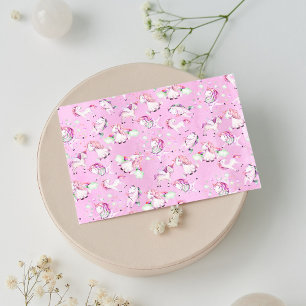 Cute Girly Pink Unicorn Rainbow Waterverf Briefkaart