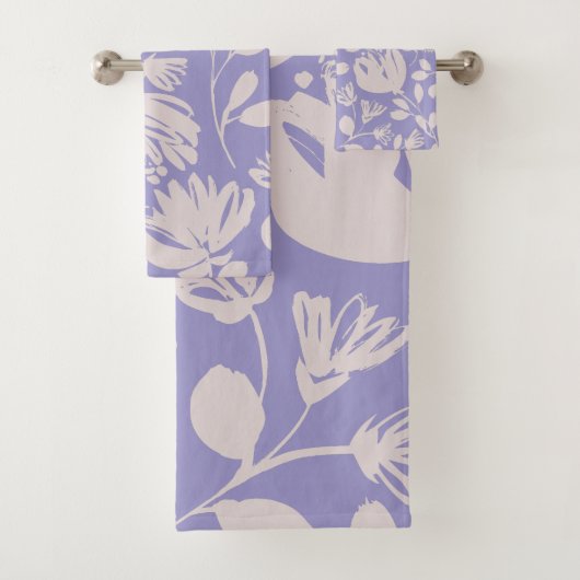 Cute girly purple background floral pattern Chic Bad Handdoek (Insitu)