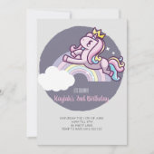 Cute Girly Purple Magique Unicorn Invitation (Devant)