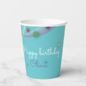 Cute  Girly Rainbow Stars Sky Clouds & Name Papieren Bekers (Achterkant)