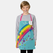 Cute Girly Rainbow Stars Sky Clouds & Name Schort (Gedragen)