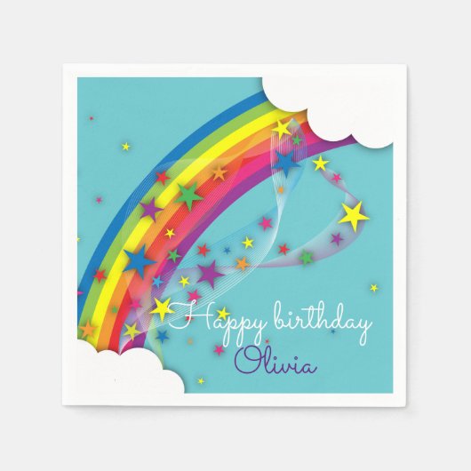 Cute  Girly Rainbow Stars Sky en Clouds Servet (Voorkant)